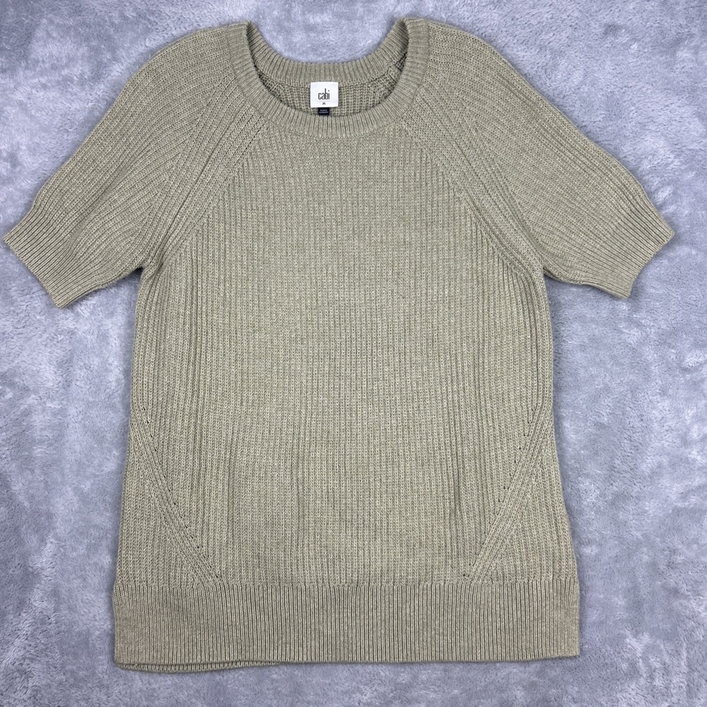 Cabi Prime Pullover‎ Sweater Medium Moss Green Short Sleeve Tunic Length